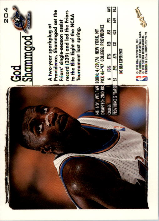 1997-98 Hoops #204 God Shammgod RC back image