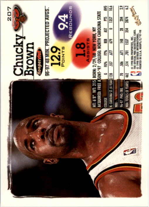 1997-98 Hoops #207 Chucky Brown back image