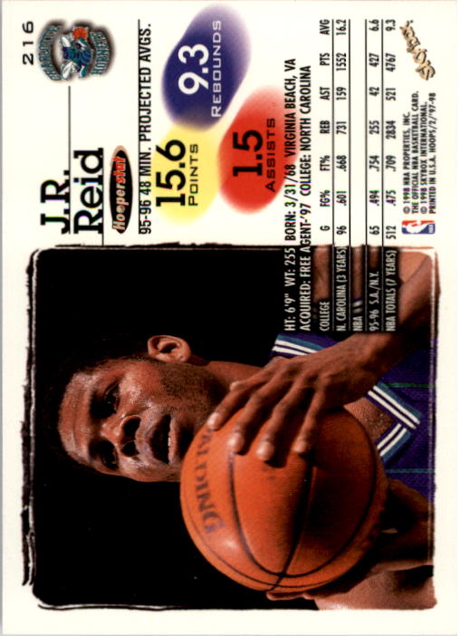 1997-98 Hoops #216 J.R. Reid back image