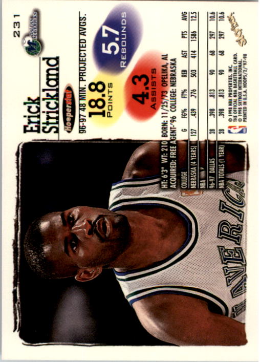 1997-98 Hoops #231 Erick Strickland RC back image