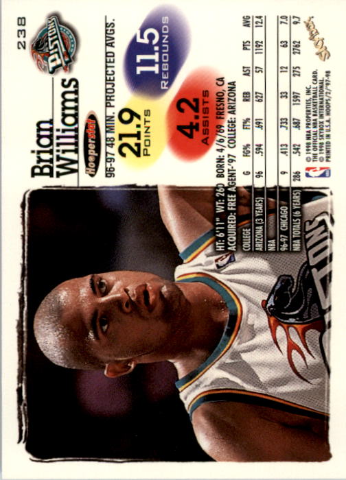 1997-98 Hoops #238 Brian Williams back image