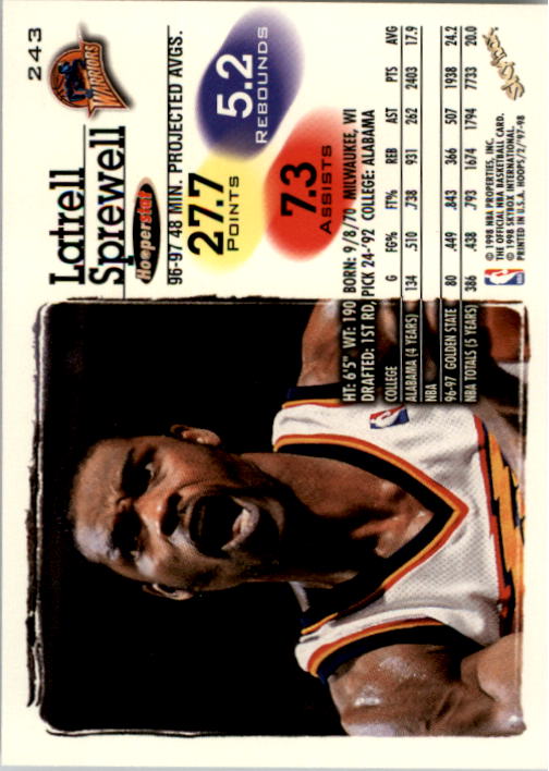 1997-98 Hoops #243 Latrell Sprewell back image