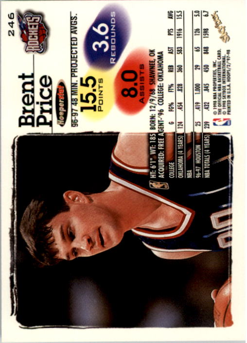 1997-98 Hoops #246 Brent Price back image