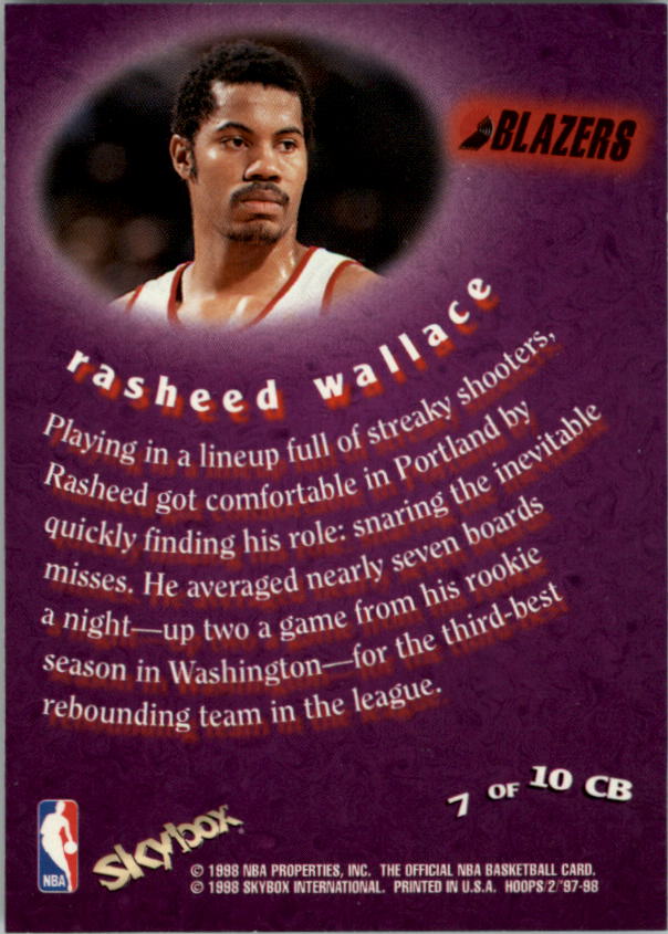 1997-98 Hoops Chairman of the Boards #CB7 Rasheed Wallace back image