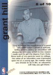 1997-98 Hoops Chill with Hill #8 Grant Hill/The importance of education back image