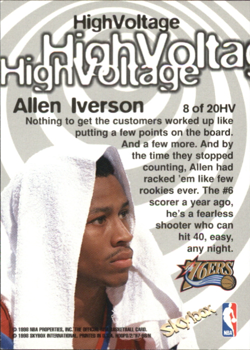 1997-98 Hoops High Voltage #HV8 Allen Iverson back image