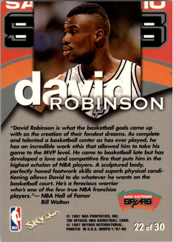 1997-98 Hoops Talkin' Hoops #22 David Robinson back image