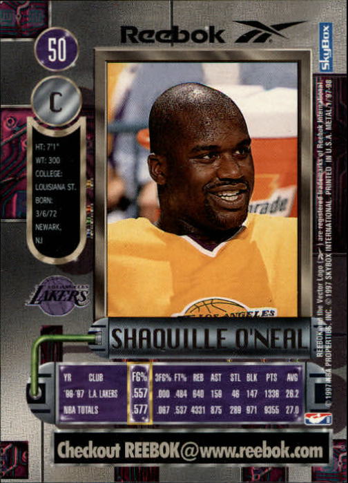 1997-98 Metal Universe #50 Shaquille O'Neal back image