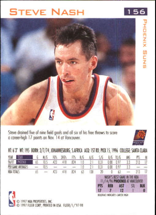 1997-98 Fleer #156 Steve Nash