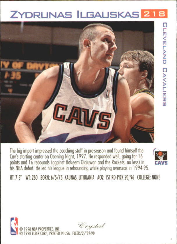 1997-98 Fleer Basketball Crystal Collection Parallel Singles - You Choose - Picture 193 of 334
