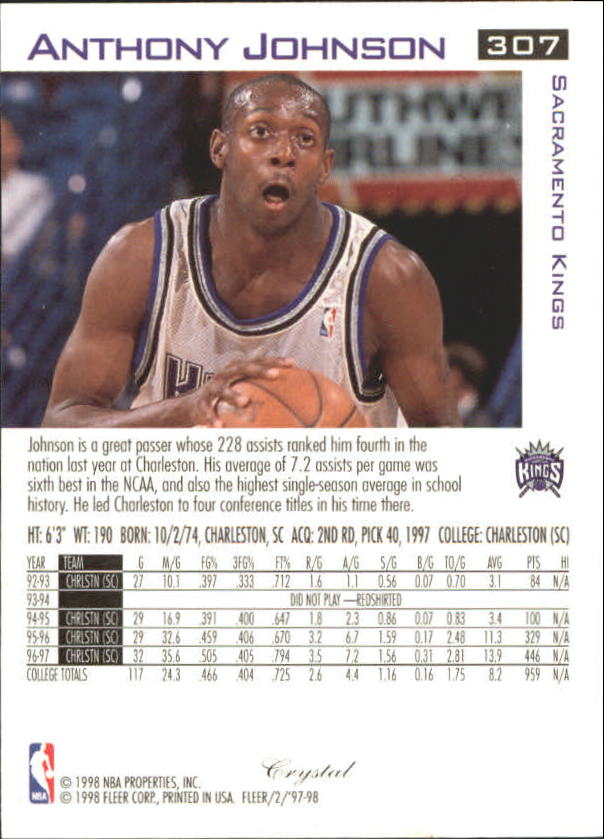 1997-98 Fleer Basketball Crystal Collection Parallel Singles - You Choose - Picture 286 of 334
