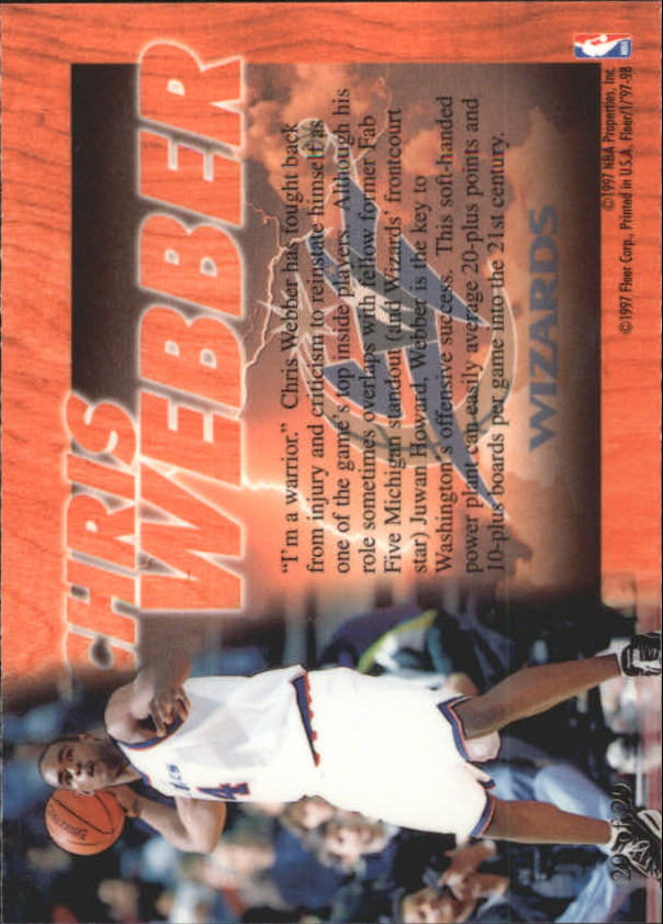 1997-98 Fleer Flair Hardwood Leaders #29 Chris Webber back image