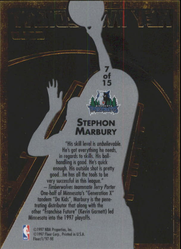 1997-98 Fleer Key Ingredient Gold #7 Stephon Marbury back image