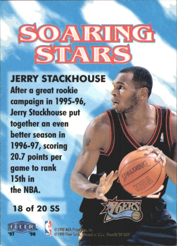 1997-98 Fleer Soaring Stars #18 Jerry Stackhouse back image