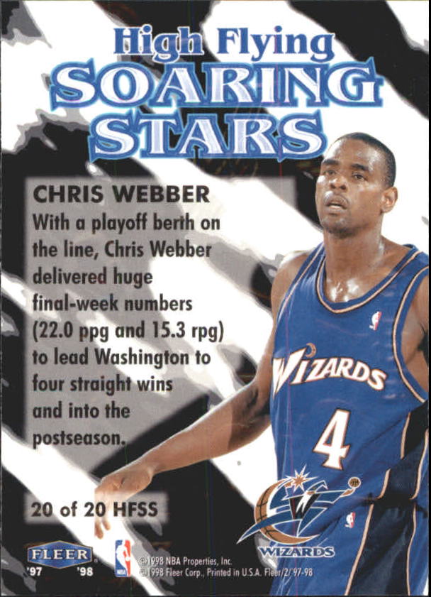 1997-98 Fleer High Flying Soaring Stars #20 Chris Webber back image