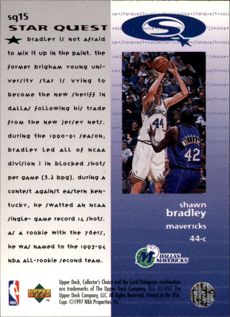 1997-98 Collector's Choice StarQuest #15 Shawn Bradley back image