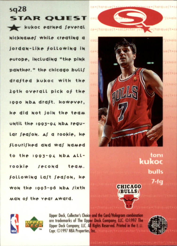 1997-98 Collector's Choice StarQuest #28 Toni Kukoc back image