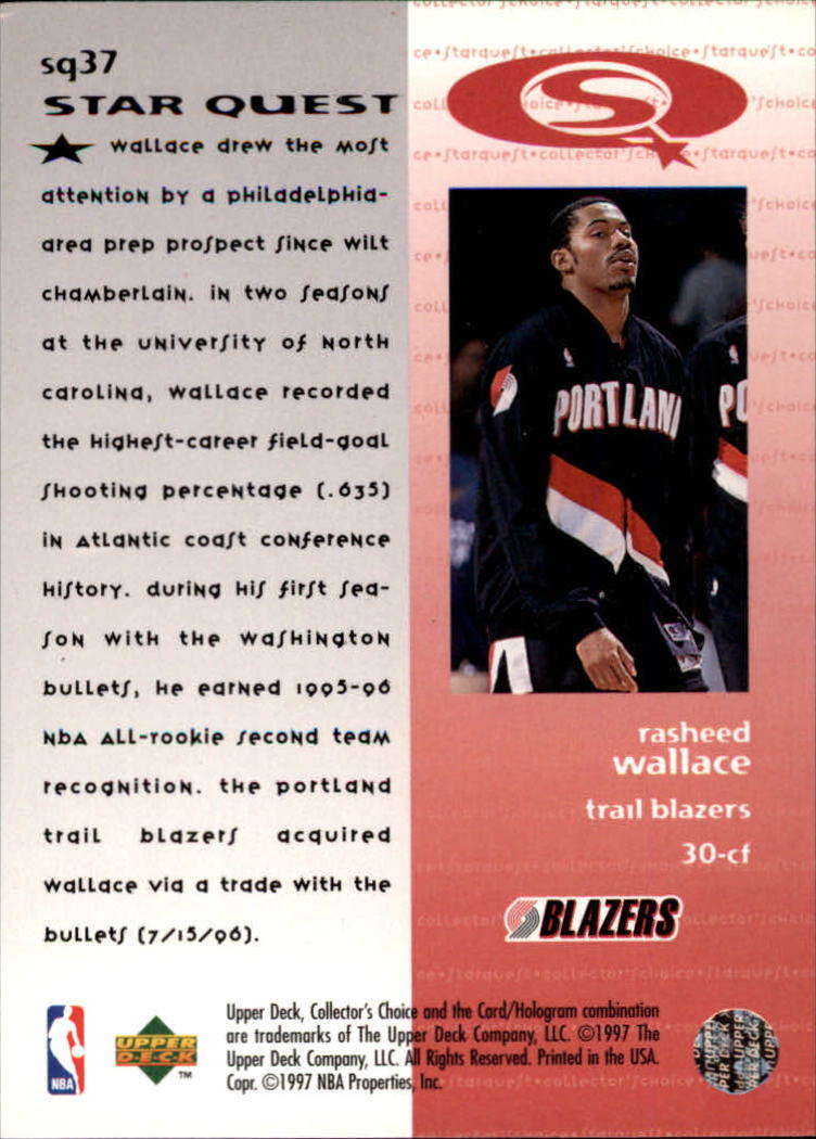 1997-98 Collector's Choice StarQuest #37 Rasheed Wallace back image