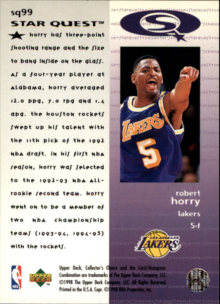 1997-98 Collector's Choice StarQuest #99 Robert Horry back image