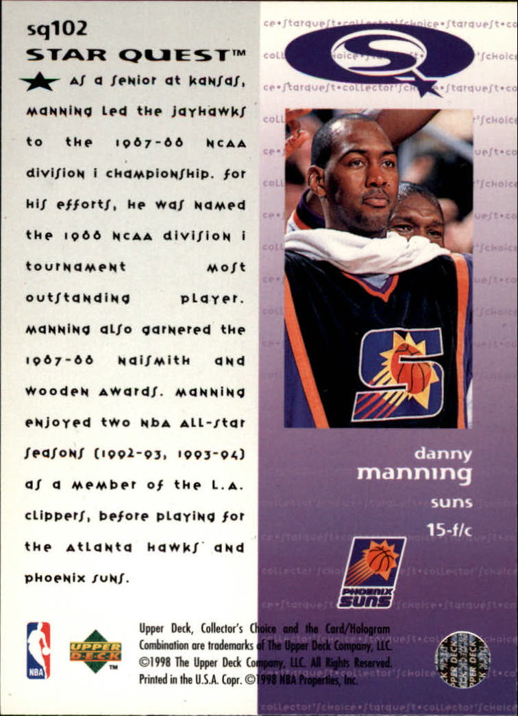1997-98 Collector's Choice StarQuest #102 Danny Manning back image