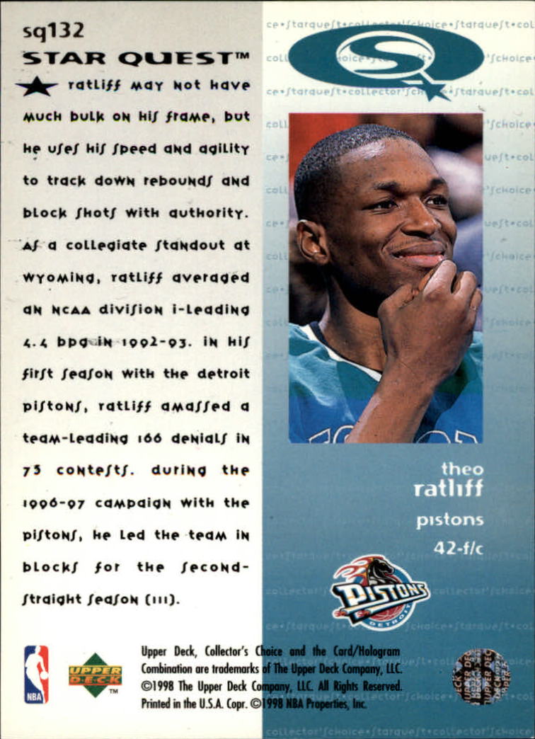 1997-98 Collector's Choice StarQuest #132 Theo Ratliff back image
