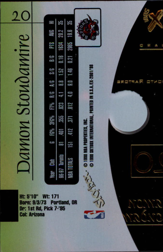 1997-98 E-X2001 #20 Damon Stoudamire back image