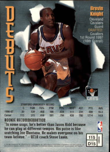 1997-98 Finest #115 Brevin Knight B RC back image