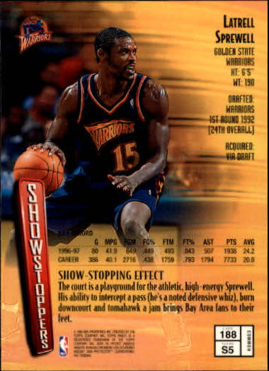 1997-98 Finest Basketball Card Pick (Base) 102-315 - Picture 164 of 361