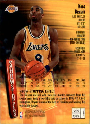 1997-98 Finest #262 Kobe Bryant B back image