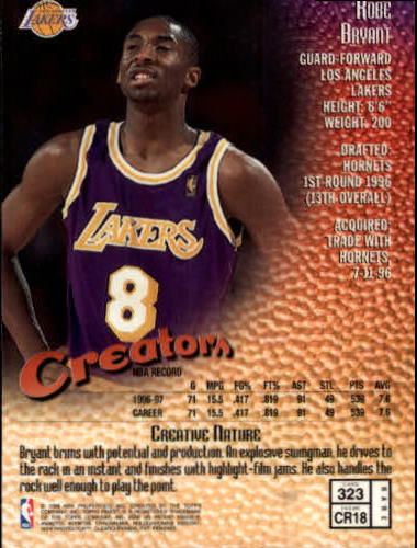1997-98 Finest #323 Kobe Bryant G back image
