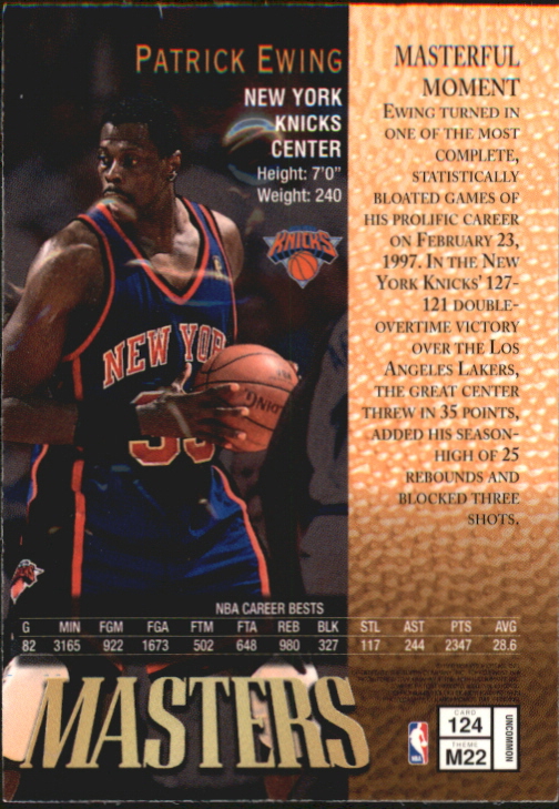 1997-98 Finest Embossed #124 Patrick Ewing S back image
