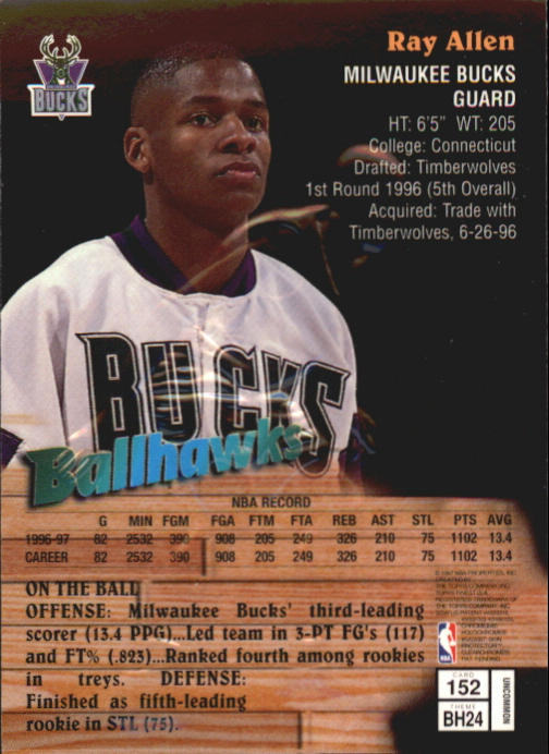 1997-98 Finest Embossed #152 Ray Allen S back image