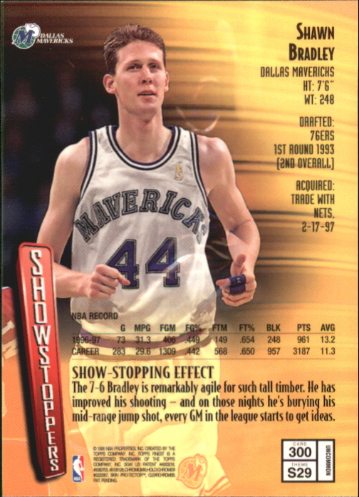 1997-98 Finest Embossed #300 Shawn Bradley S back image
