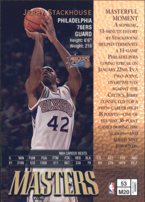 1997-98 Finest Refractors #53 Jerry Stackhouse B
