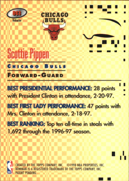 1997-98 Bowman's Best Cuts Refractors #BC3 Scottie Pippen back image