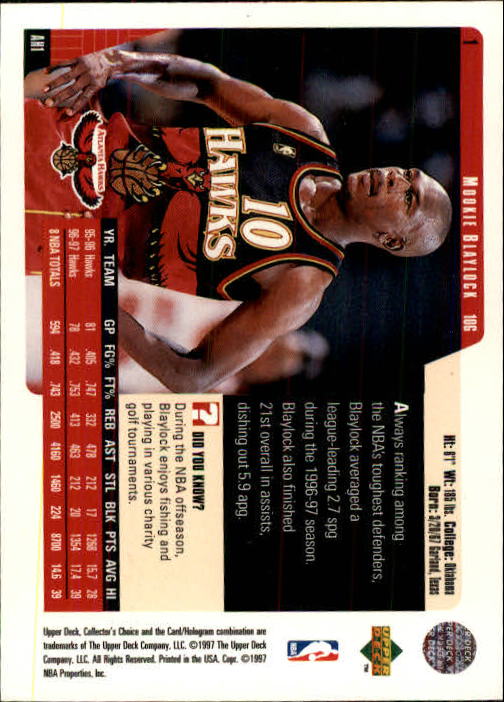 1997-98 Collector's Choice #1 Mookie Blaylock back image