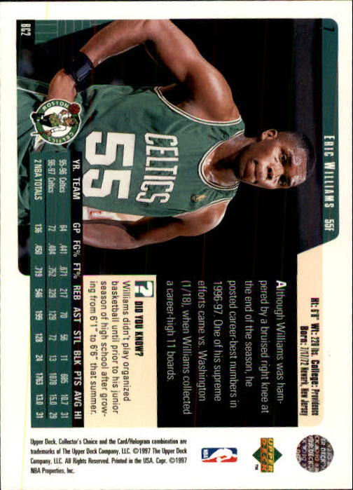 1997-98 Collector's Choice #7 Eric Williams back image