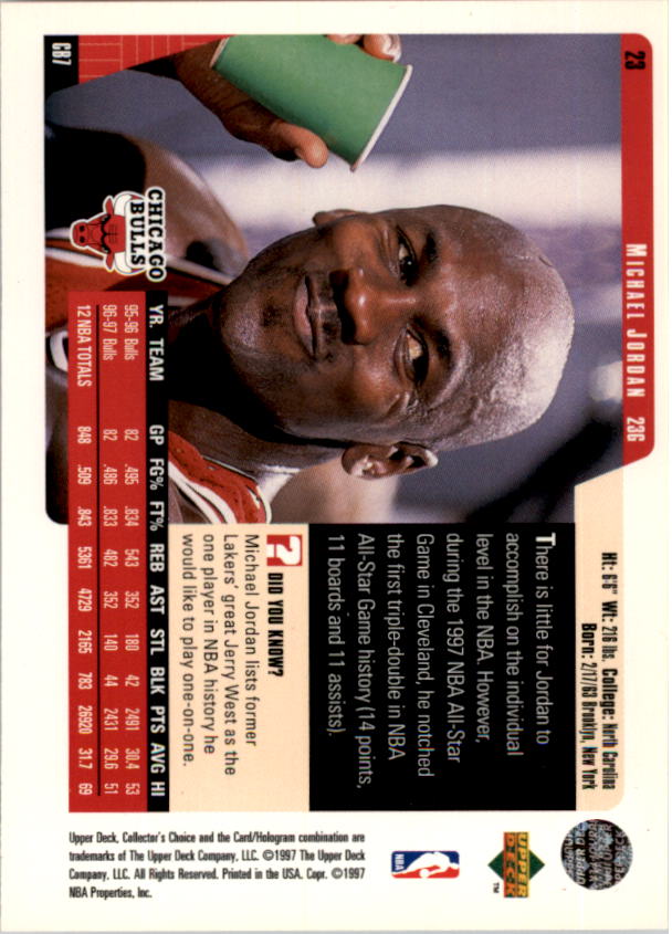 1997-98 Collector's Choice #23 Michael Jordan back image