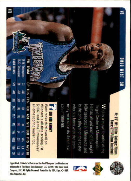 1997-98 Collector's Choice #79 Doug West back image