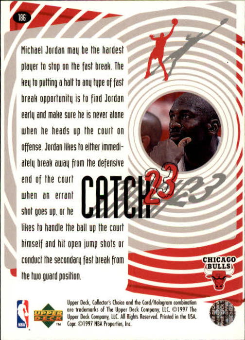 1997-98 Collector's Choice #186 Michael Jordan/Catch 23 Fast Break back image