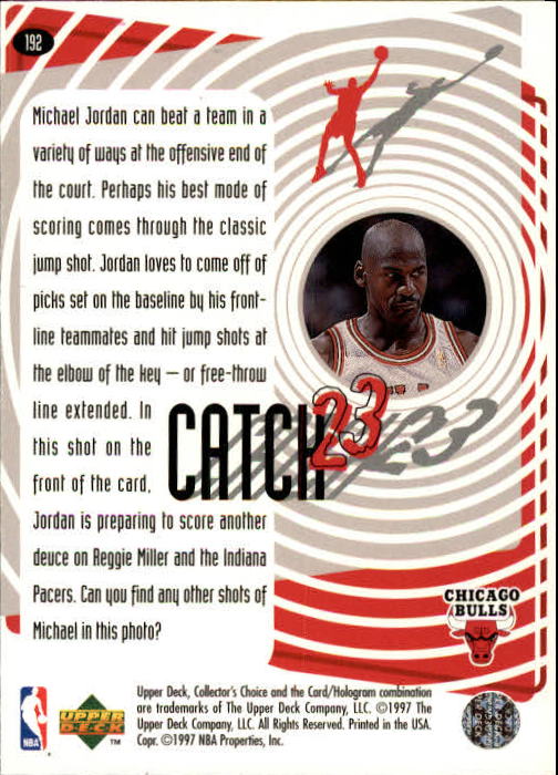 1997-98 Collector's Choice #192 Michael Jordan/Catch 23 Jump Shot back image