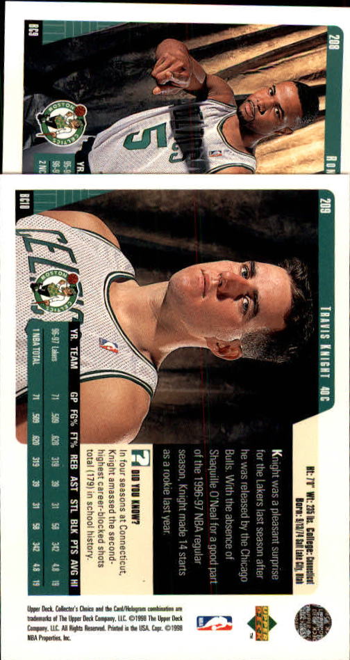 1997-98 Collector's Choice #208 Ron Mercer RC back image