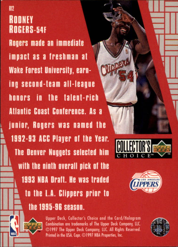 1997-98 Collector's Choice Crash the Game Scoring Redemption #R12 Rodney Rogers back image