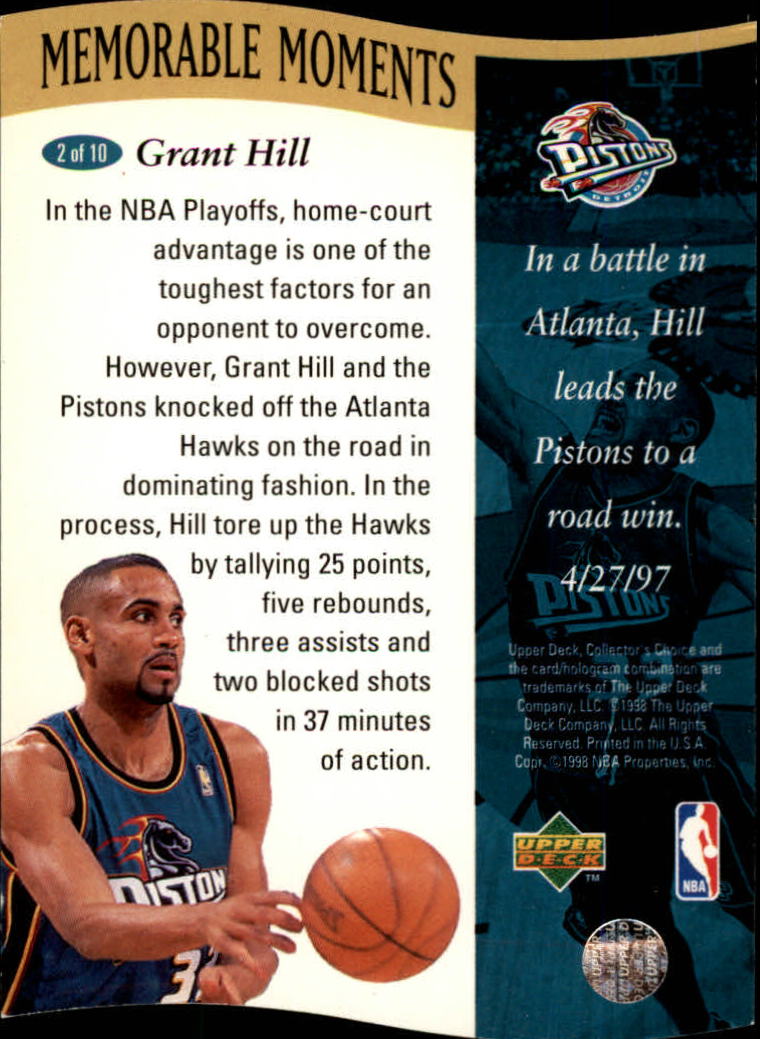 1997-98 Collector's Choice Memorable Moments #2 Grant Hill back image
