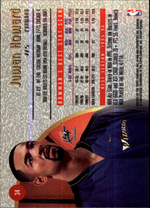 1997-98 Bowman's Best #34 Juwan Howard back image