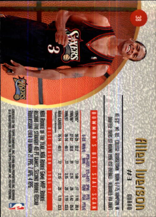 1997-98 Bowman's Best #38 Allen Iverson back image