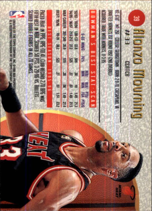 1997-98 Bowman's Best #39 Alonzo Mourning back image