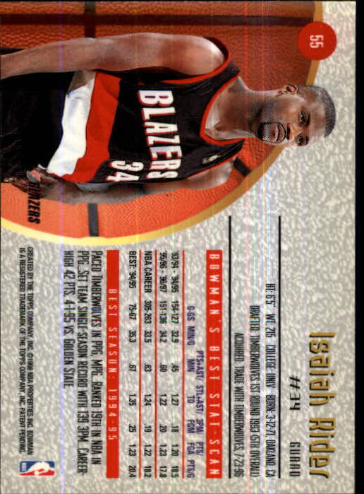 1997-98 Bowman's Best #55 Isaiah Rider back image