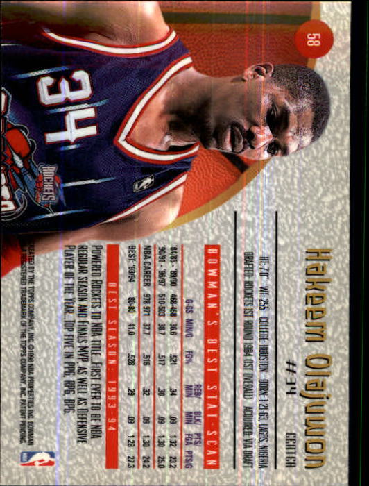 1997-98 Bowman's Best #58 Hakeem Olajuwon back image