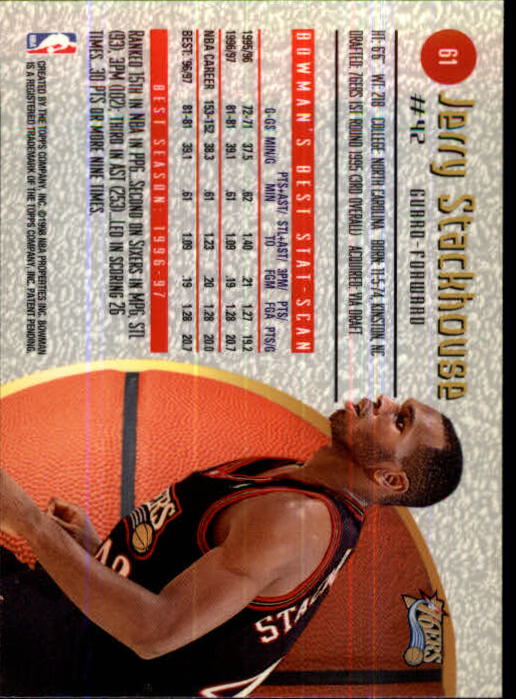 1997-98 Bowman's Best #61 Jerry Stackhouse back image